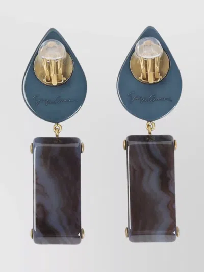 Giorgio Armani Teardrop-rectangular Stone Clip-on Earrings