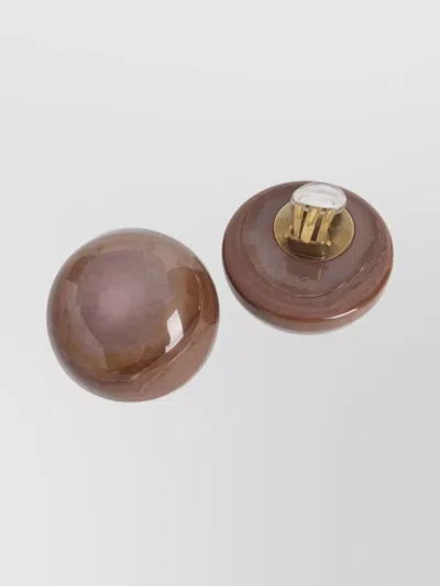 Giorgio Armani Glossy Brass Earrings With Rounded Design In Brown