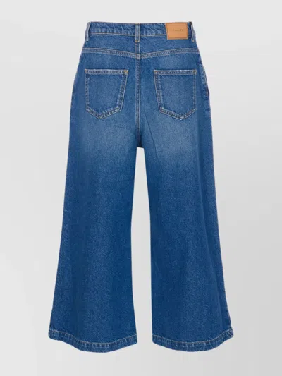 Twinset Wide Leg Jeans Contrast Stitching In Blue