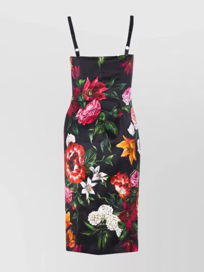 Dolce & Gabbana Anemone Floral Satin Bustier Dress In Multi