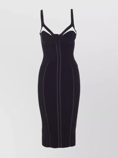 Elisabetta Franchi Adjustable Straps Bustier Cut-out Midi Pencil In Black