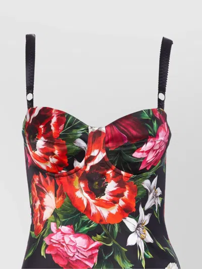 Dolce & Gabbana Anemone Floral Satin Bustier Dress In Multi