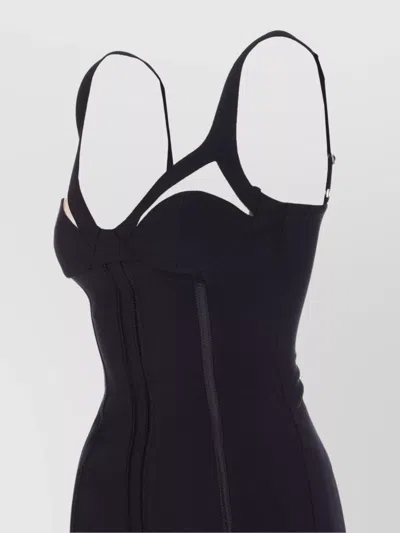 Elisabetta Franchi Adjustable Straps Bustier Cut-out Midi Pencil In Black