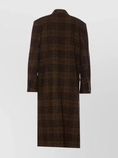 Isabel Marant Étoile Long Checked Double-breasted Coat Pockets In Brown