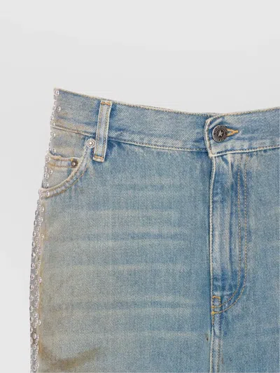 Golden Goose Distressed Boyfriend Fit Trousers With Studded Detailing In Blue