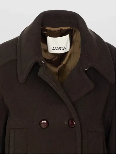 Isabel Marant Étoile Double-breasted Brown Coat With Structured Collar In Brown