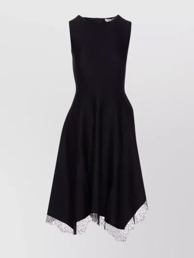 Alexander Mcqueen Asymmetric Lace Hem Sleeveless Midi Dress