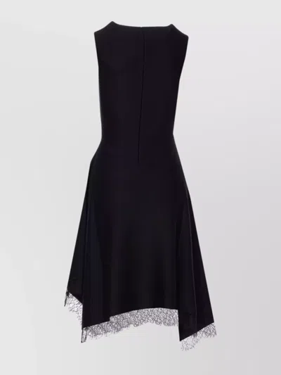 Alexander Mcqueen Asymmetric Lace Hem Sleeveless Midi Dress