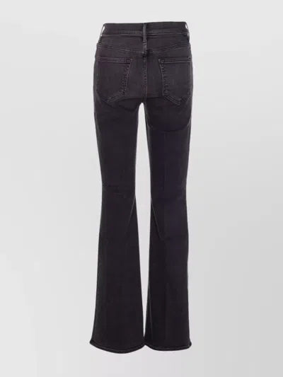 Mother Flared Leg Trousers Contrast Stitching In Black