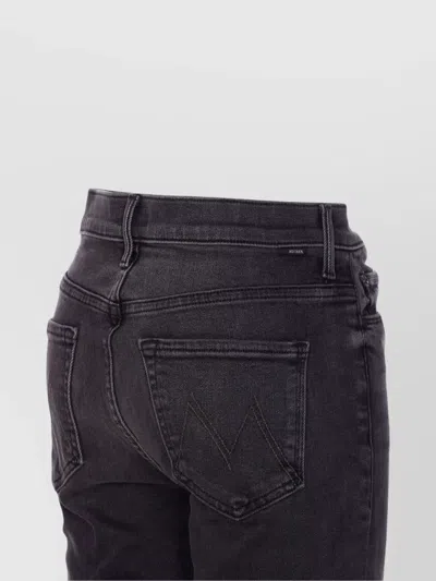 Mother Flared Leg Trousers Contrast Stitching In Black