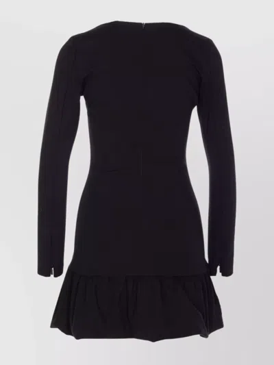 Pinko Flounced Square Neck Long Sleeve Dress In Black