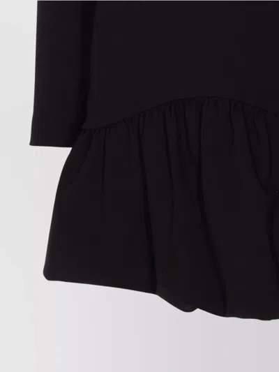 Pinko Flounced Square Neck Long Sleeve Dress In Black
