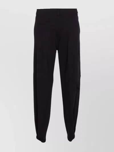 Pinko Tailored Black Trousers With Gold-tone Button Detail In Black