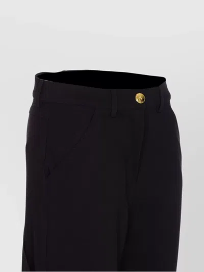 Pinko Tailored Black Trousers With Gold-tone Button Detail In Black