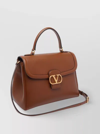 Valentino Tobacco Top Handle Satchel With Removable Strap