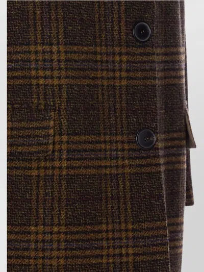 Isabel Marant Étoile Checked V-neck Wool Single Breasted Coat In Brown
