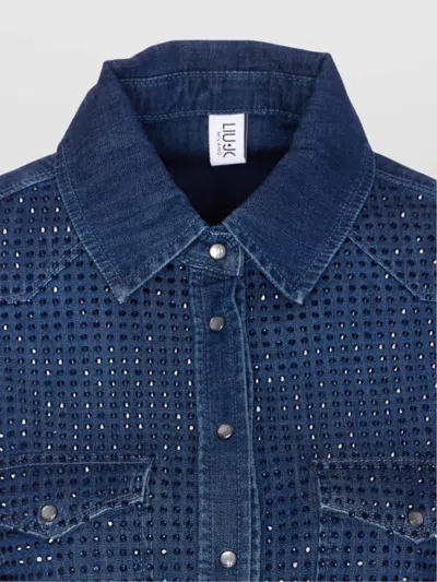 Liu •jo Denim Shirt With Crystals And Studs