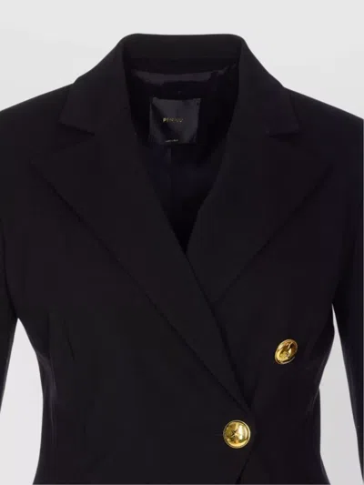 Pinko Double-breasted Flap Pockets Jacket In Black