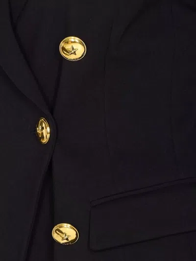 Pinko Double-breasted Flap Pockets Jacket In Black
