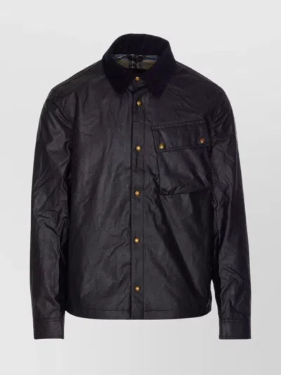Belstaff Ground Jacket With Chest Pocket And Velvet Collar In Black