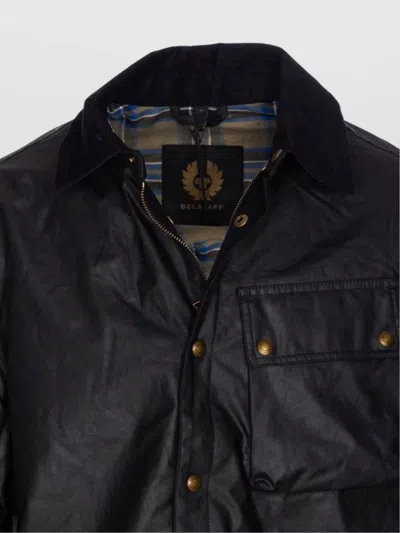 Belstaff Ground Jacket With Chest Pocket And Velvet Collar In Black