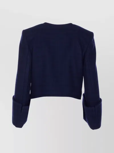 Chloé Check Pattern Cropped Jacket In Blue