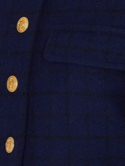 Chloé Check Pattern Cropped Jacket In Blue