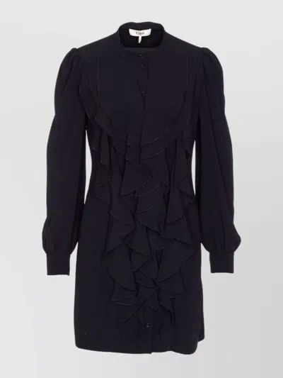 Chloé Long Shirt With Cuffed Sleeves And Ruffled Design