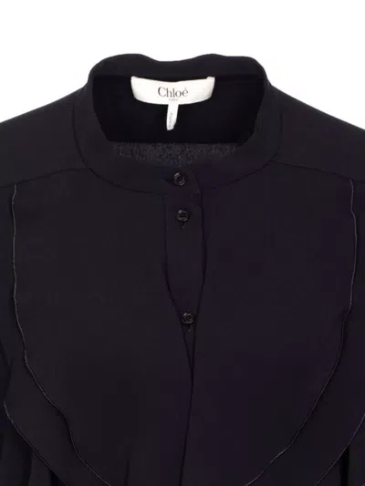 Chloé Long Shirt With Cuffed Sleeves And Ruffled Design