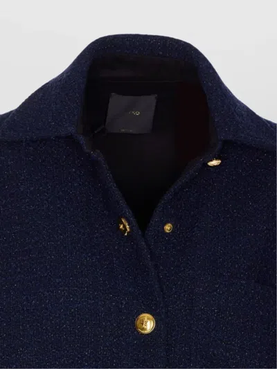 Pinko Oversized Patterned Tweed Jacket In Blue