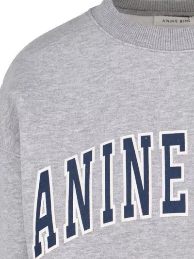 Anine Bing Grey Crew Neck Sweatshirt With Bold Lettering In Gray