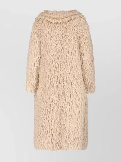 Tagliatore Waist Belted Long Length Textured Hooded Jacket In Brown