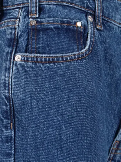 Anine Bing Straight Leg Trousers Side Slits In Blue