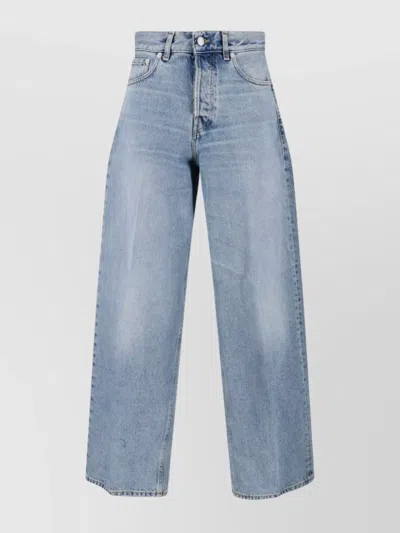 Haikure Straight Leg Trousers Belt Loops In Blue
