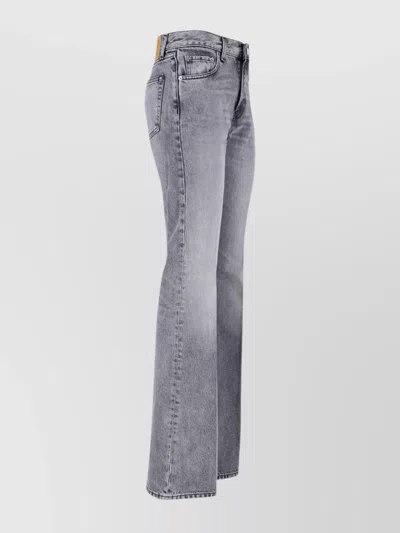 Haikure Straight Leg Trousers With Belt Loops In Gray