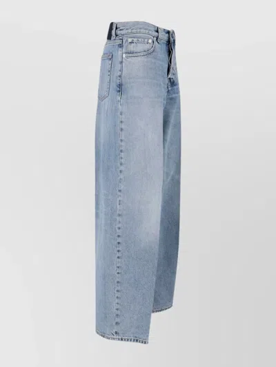 Haikure Straight Leg Trousers Belt Loops In Blue