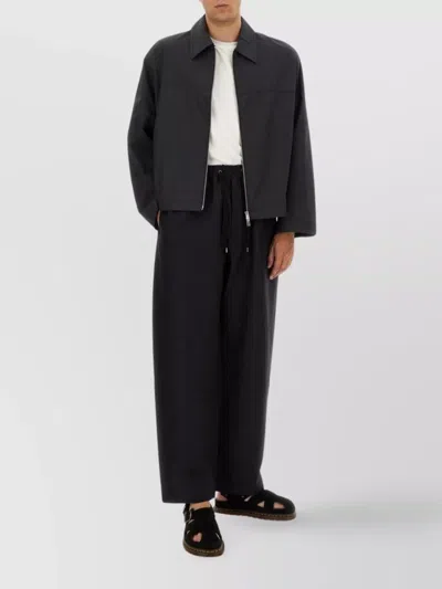 Studio Nicholson Relaxed Fit Black Pants With Elastic Waistband In Black