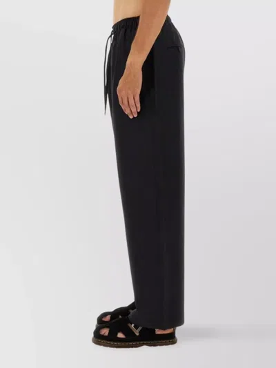 Studio Nicholson Relaxed Fit Black Pants With Elastic Waistband In Black