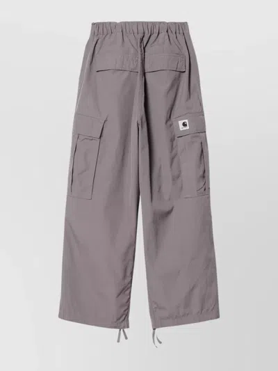 Carhartt Cargo Style Cotton Poplin Trousers In Gray