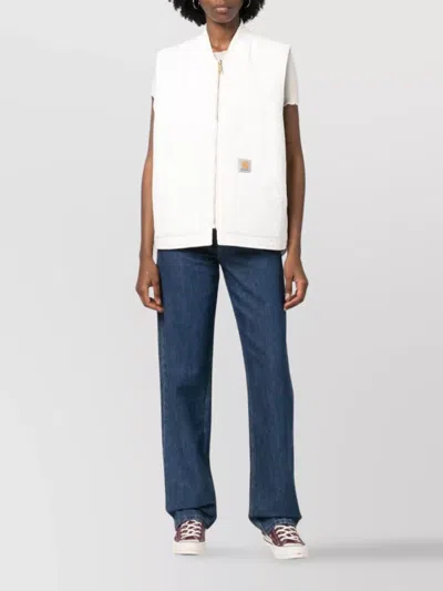 Carhartt Vest With Patch Pockets And Ribbed Collar In White