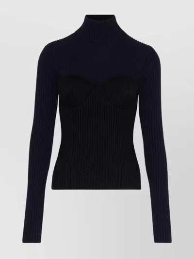 Jean Paul Gaultier Ribbed Turtleneck Sweater Contrast Design