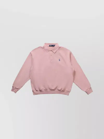 Ralph Lauren Knitwear Sweatshirt With Polo Collar In Pink