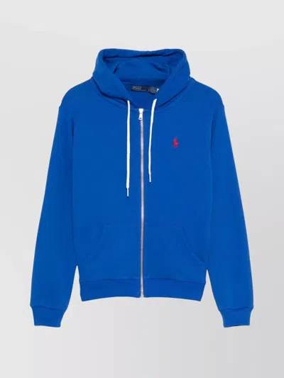 Ralph Lauren Logo Hooded Sweatshirt Featuring Pockets In Blue