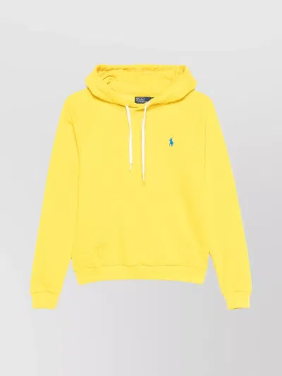 Ralph Lauren Hooded Sweatshirt Pocket Pouch In Yellow