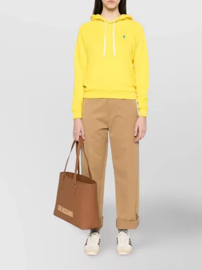 Ralph Lauren Hooded Sweatshirt Pocket Pouch In Yellow