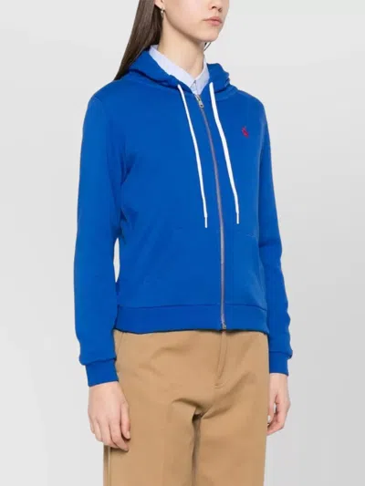 Ralph Lauren Logo Hooded Sweatshirt Featuring Pockets In Blue