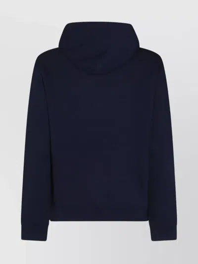 Ralph Lauren Hooded Cotton Slub Logo Sweatshirt In Blue
