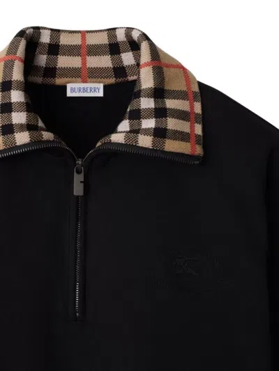 Burberry Mens Logo-embroidered Funnel-neck Cotton Sweatshirt Black Xl In Black