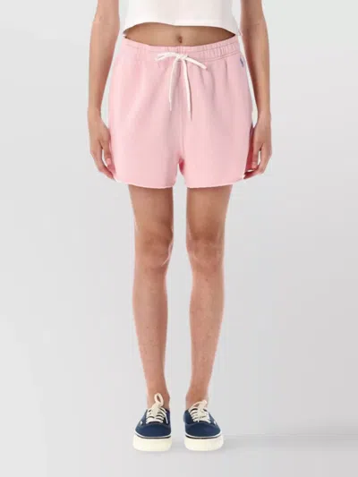 Ralph Lauren Cotton Shorts With Elasticated Waistband And Raw Hem Finish In Pink