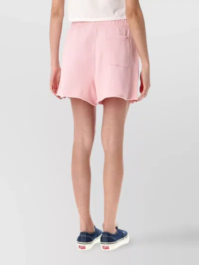 Ralph Lauren Cotton Shorts With Elasticated Waistband And Raw Hem Finish In Pink